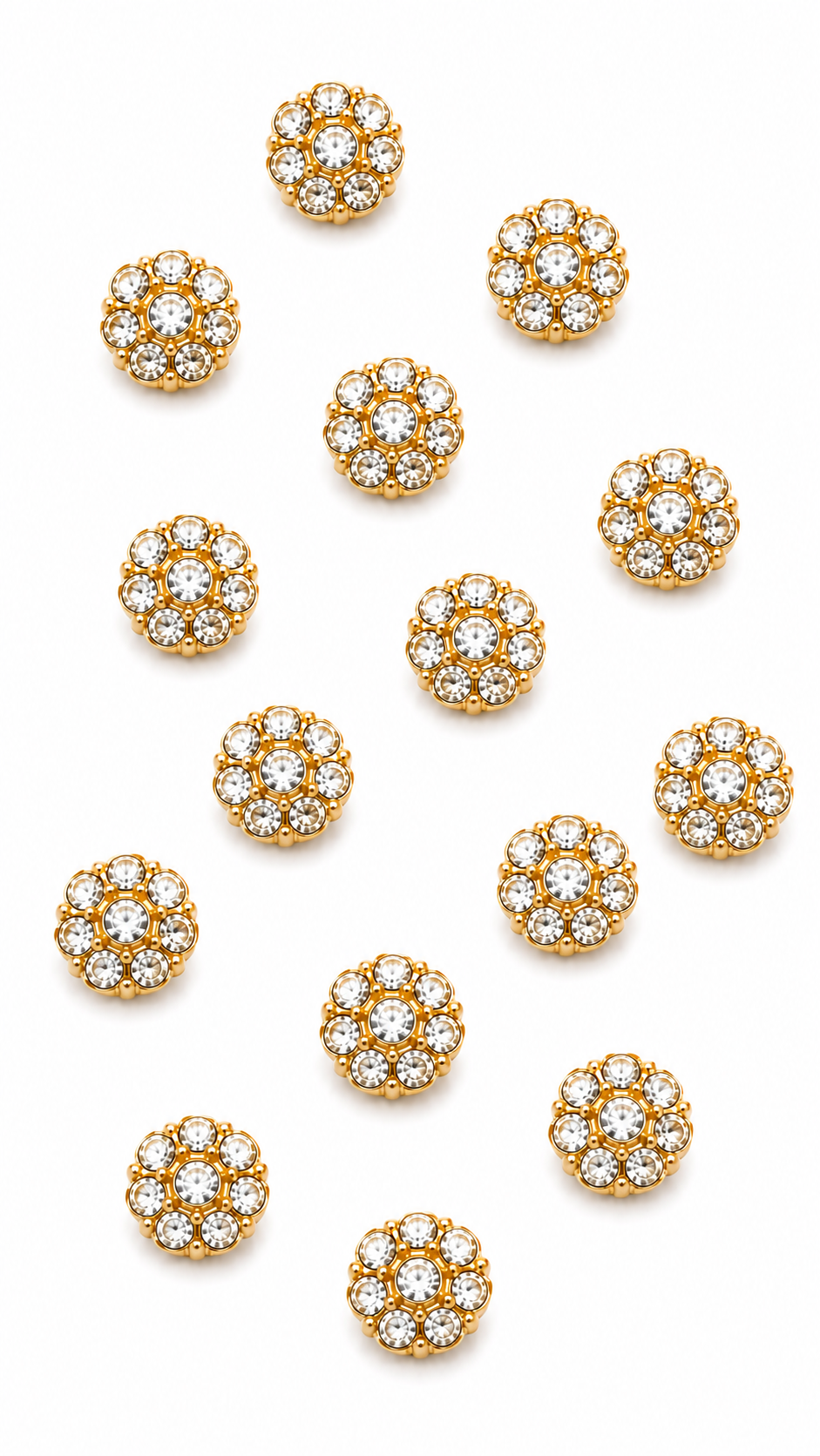 Round White Crystal Jewelry Buttons – Set for Blazers, Dresses, and Ethnic Wear
