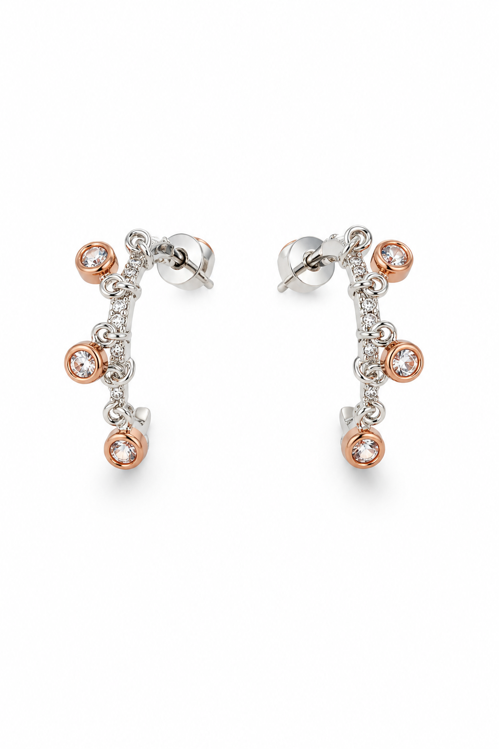 Elegant Dual-Tone CZ Drop Earrings for Women