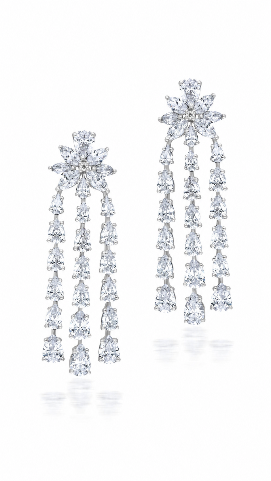 Snowflake Diamond Tassel Drop Earrings