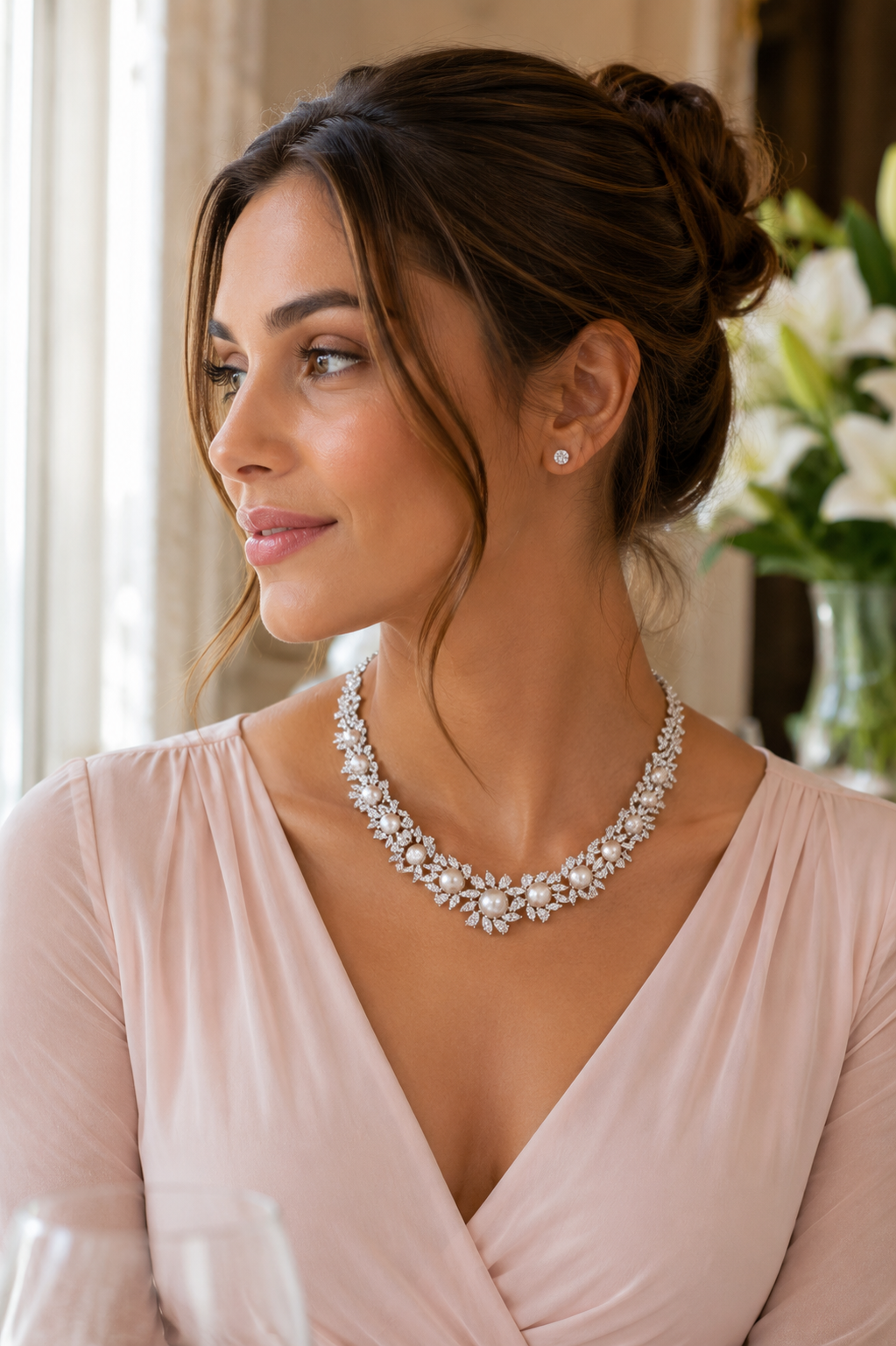 Luna Blossom Pearl Statement Necklace
