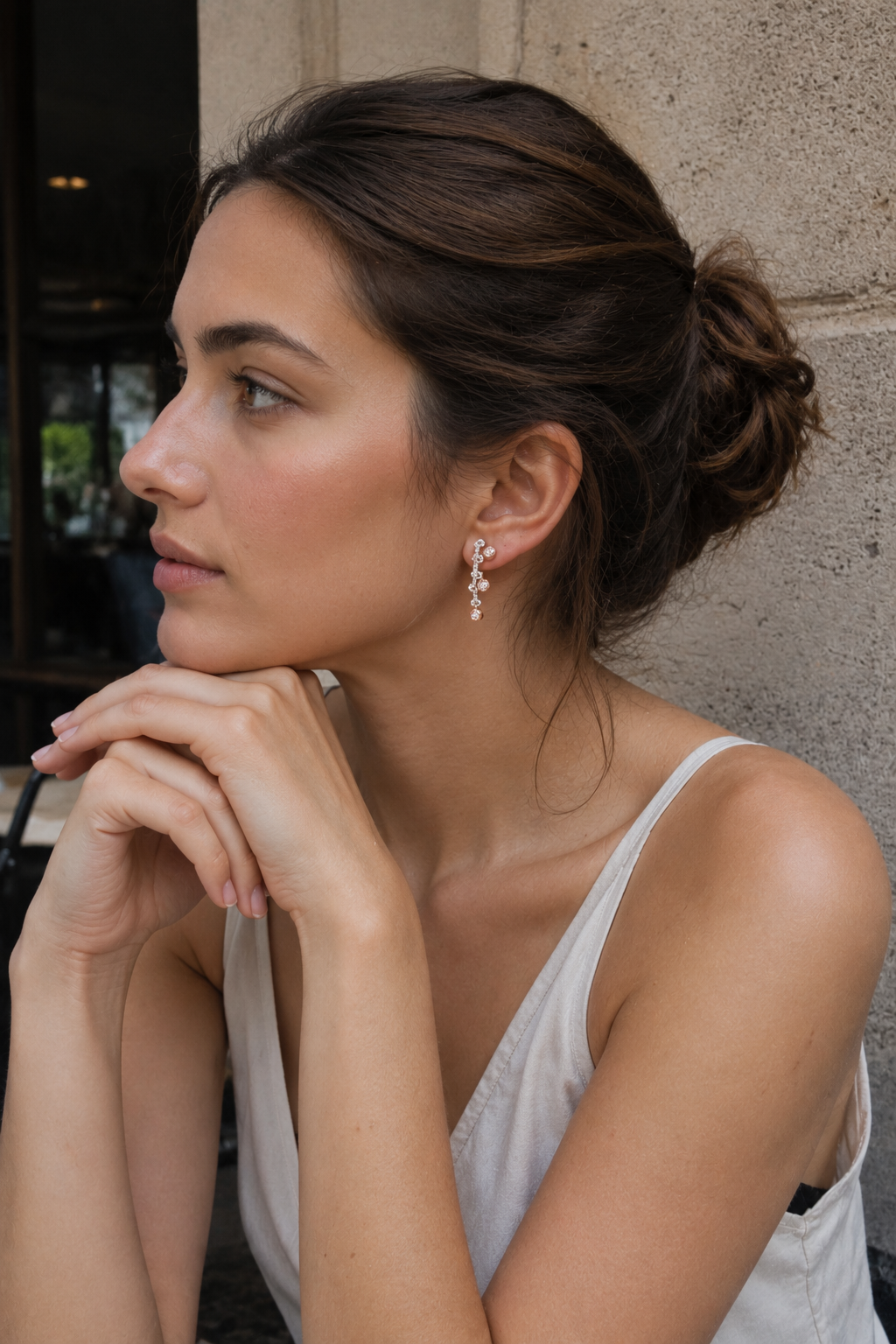 Elegant Dual-Tone CZ Drop Earrings for Women