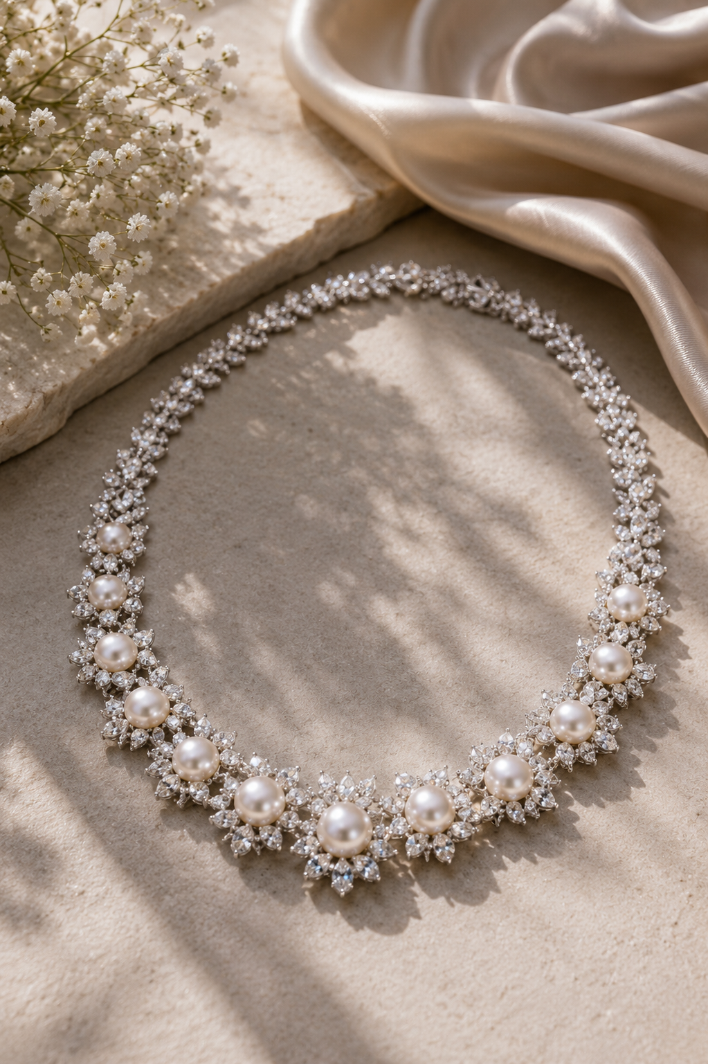 Luna Blossom Pearl Statement Necklace