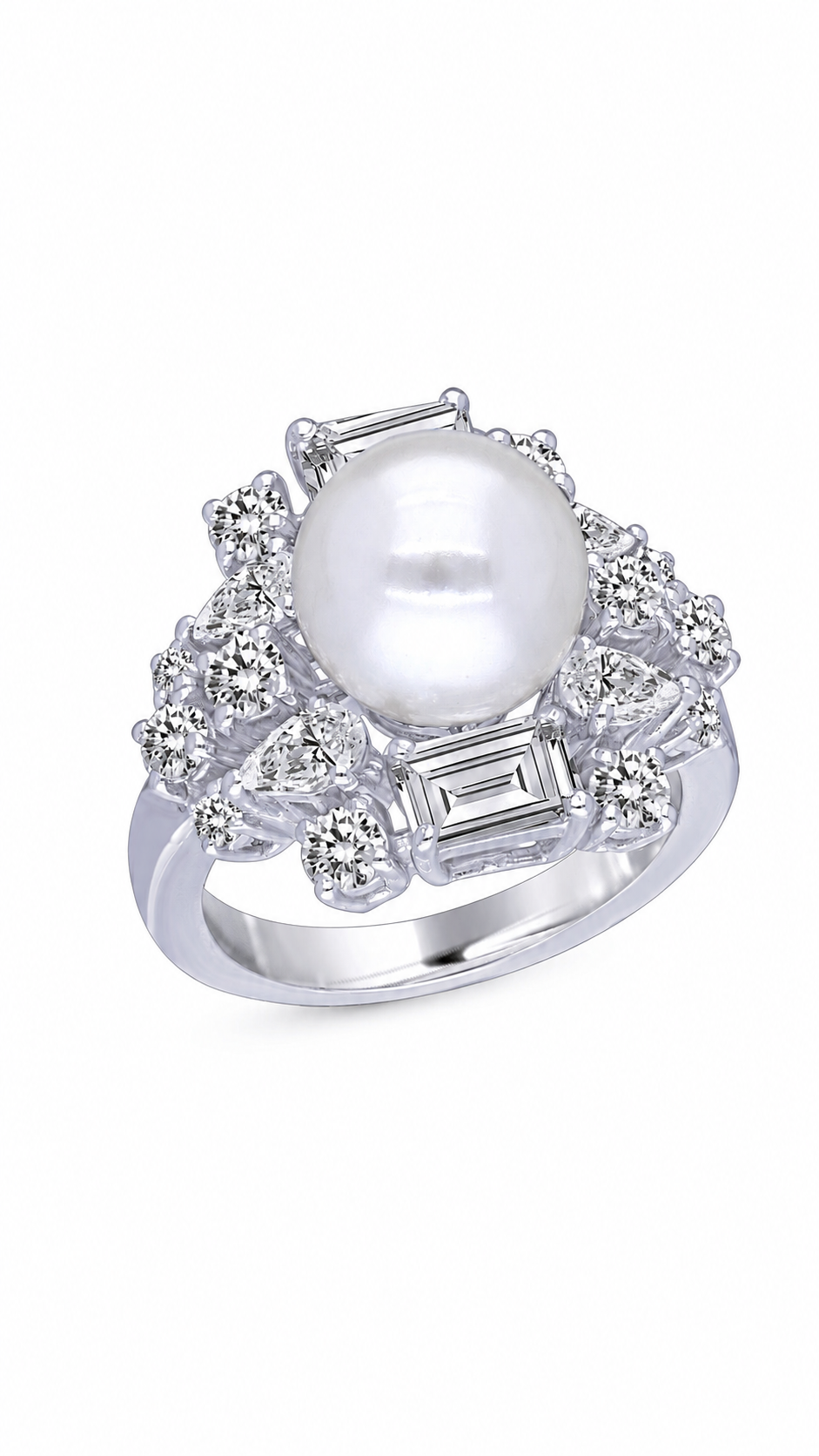 Luna Royale Pearl Diamond Statement Ring