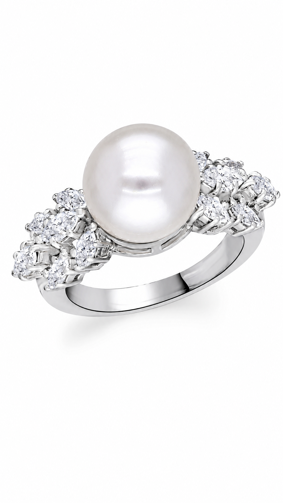 Classic Pearl Diamond Cluster Ring