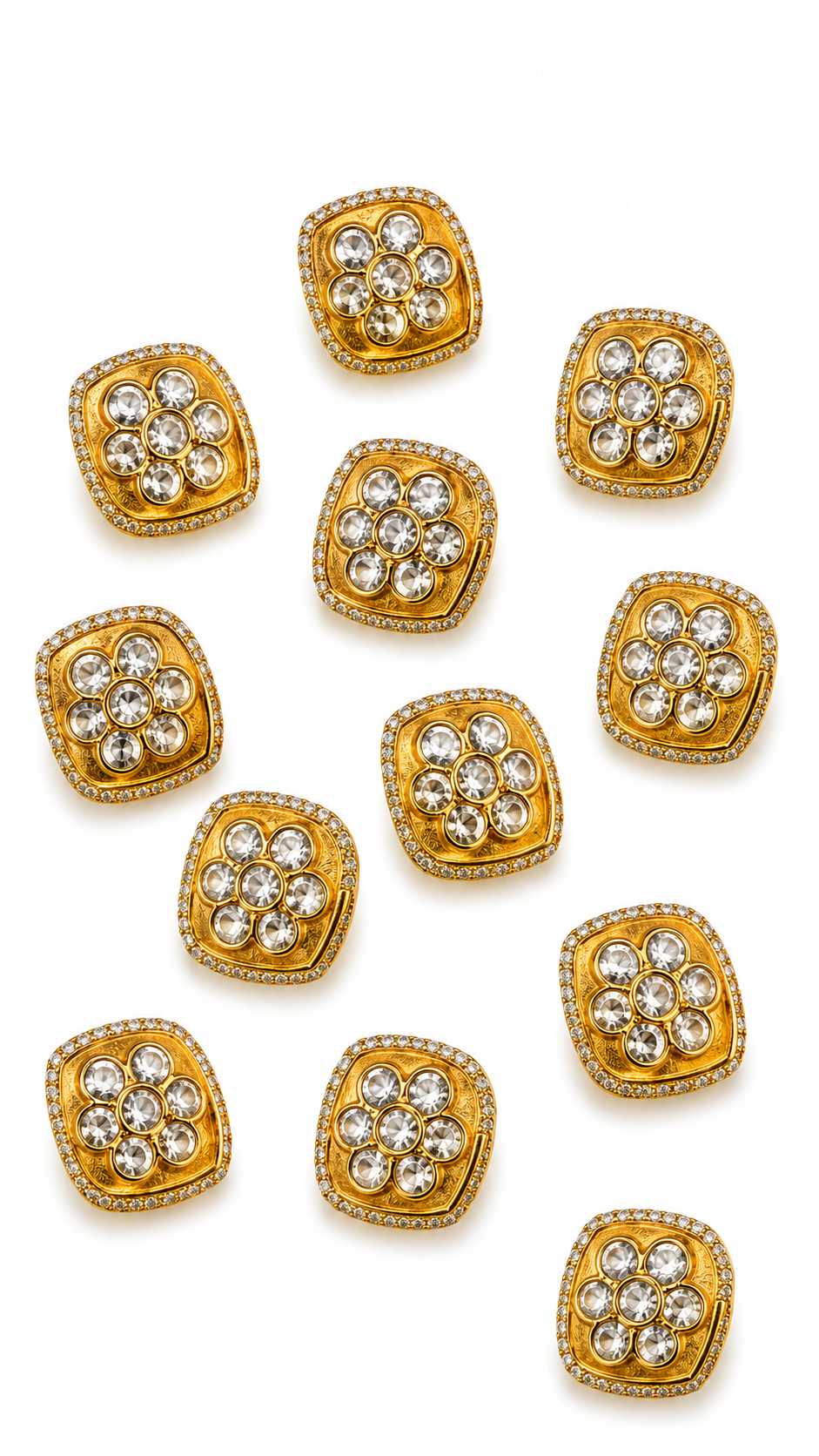Square Gold Floral Buttons – Set for Sherwanis, Blazers, and Designer Suits