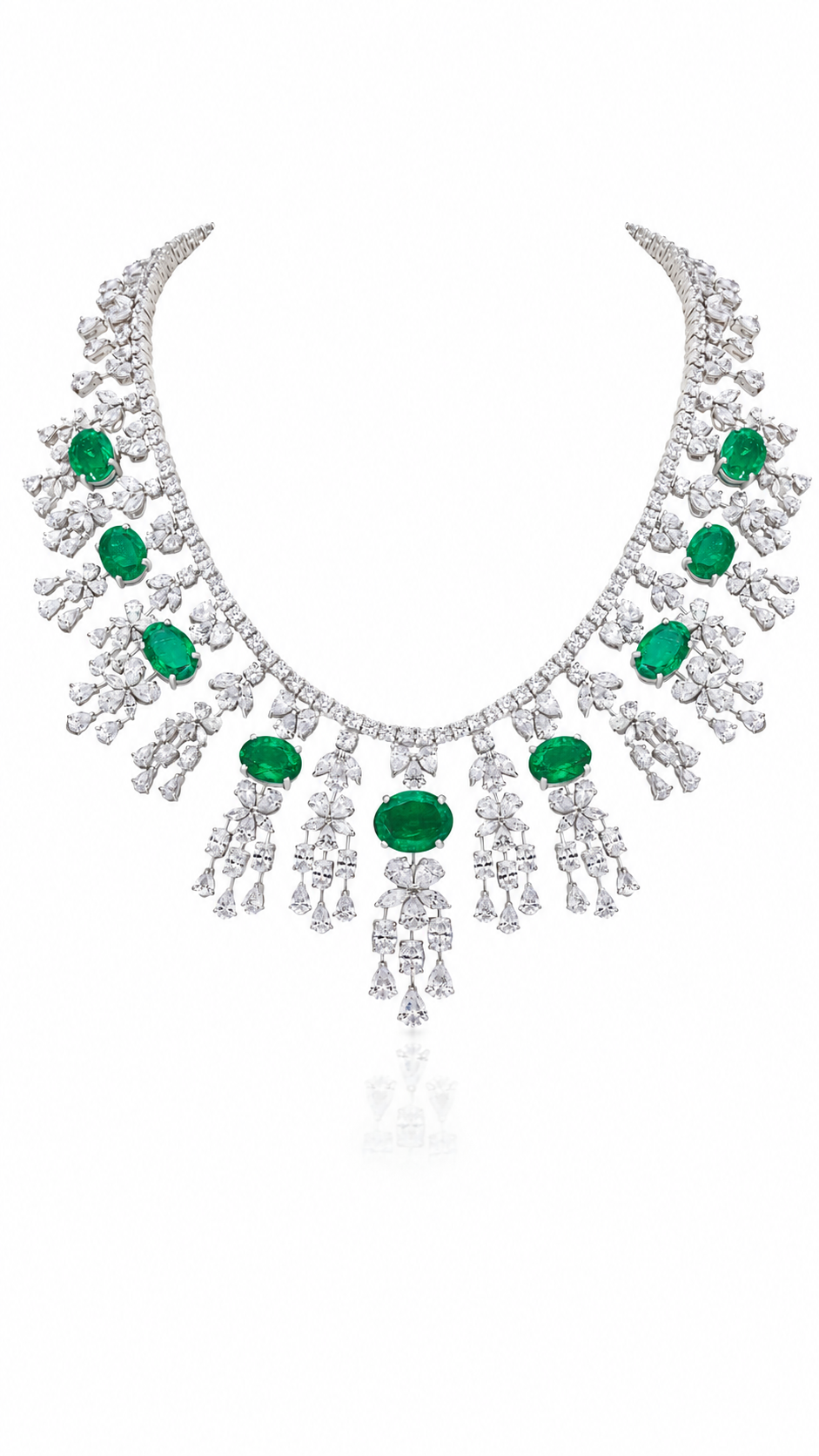 Emerald Cascade Diamond Statement Necklace