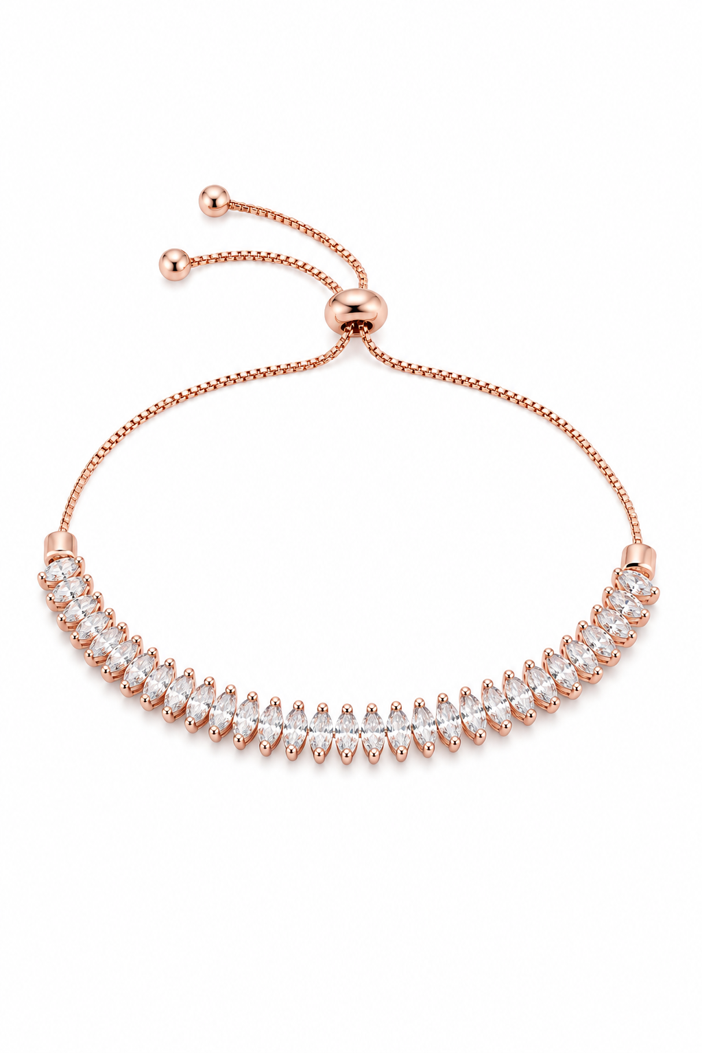 Rose Gold Adjustable CZ Tennis Bracelet for Women