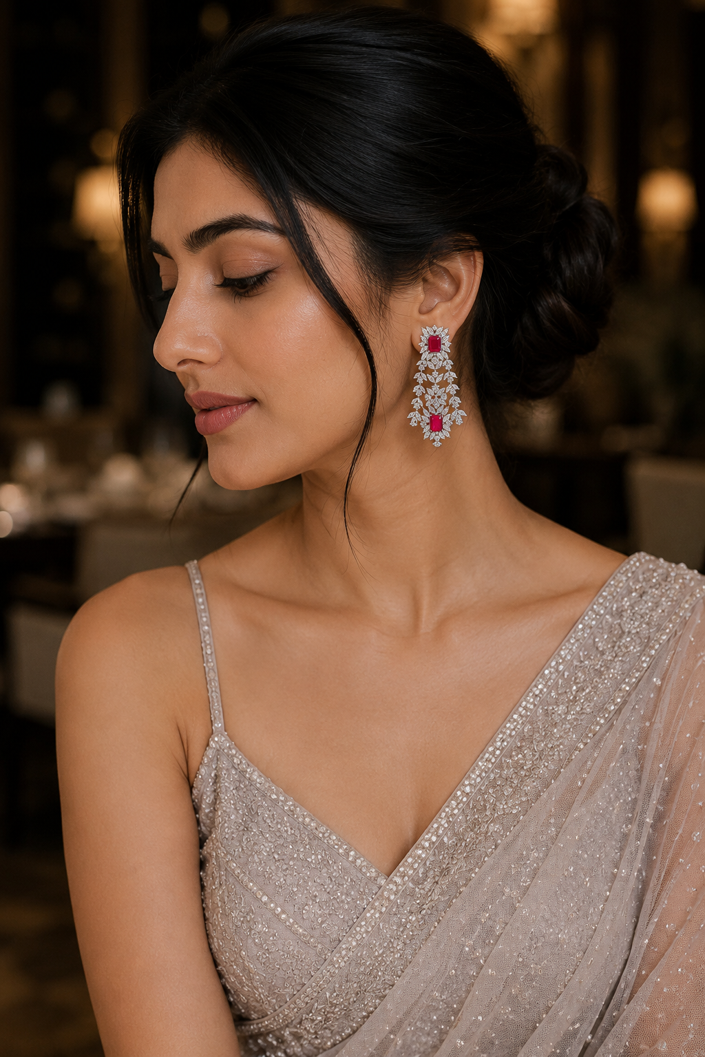 Royal Ruby Diamond Chandelier Earrings