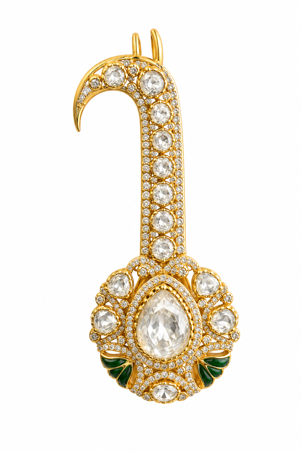 Royal Pear Cut Kundan Kalgi Brooch