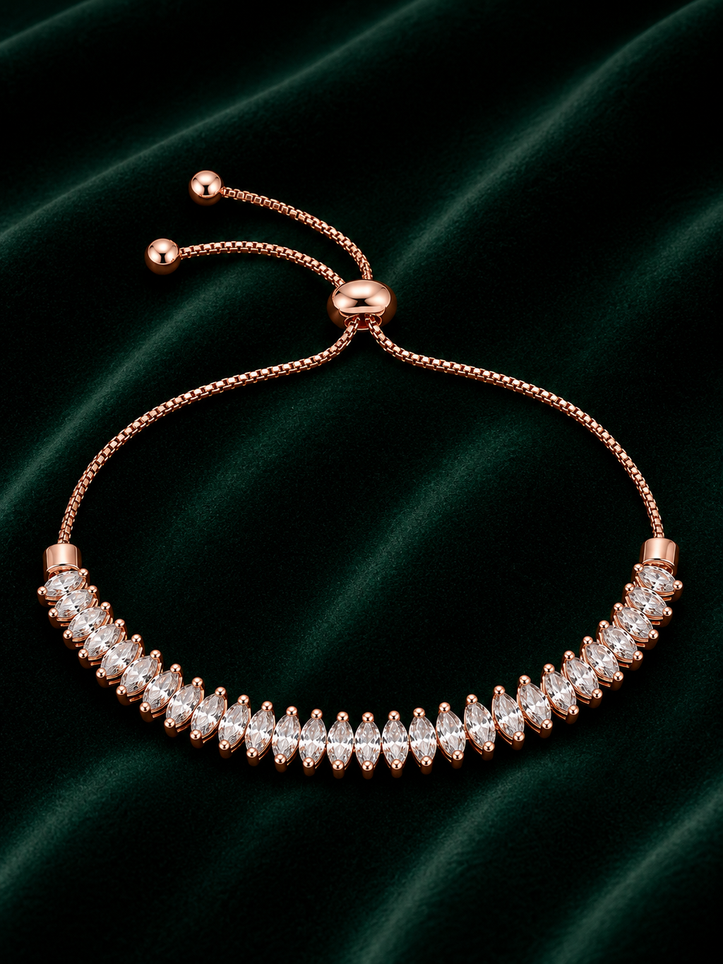 Rose Gold Adjustable CZ Tennis Bracelet for Women