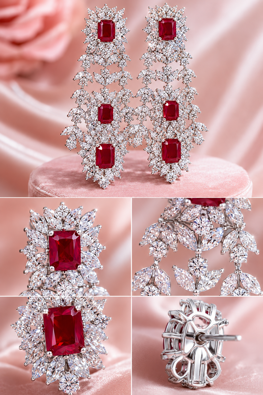 Royal Ruby Diamond Chandelier Earrings