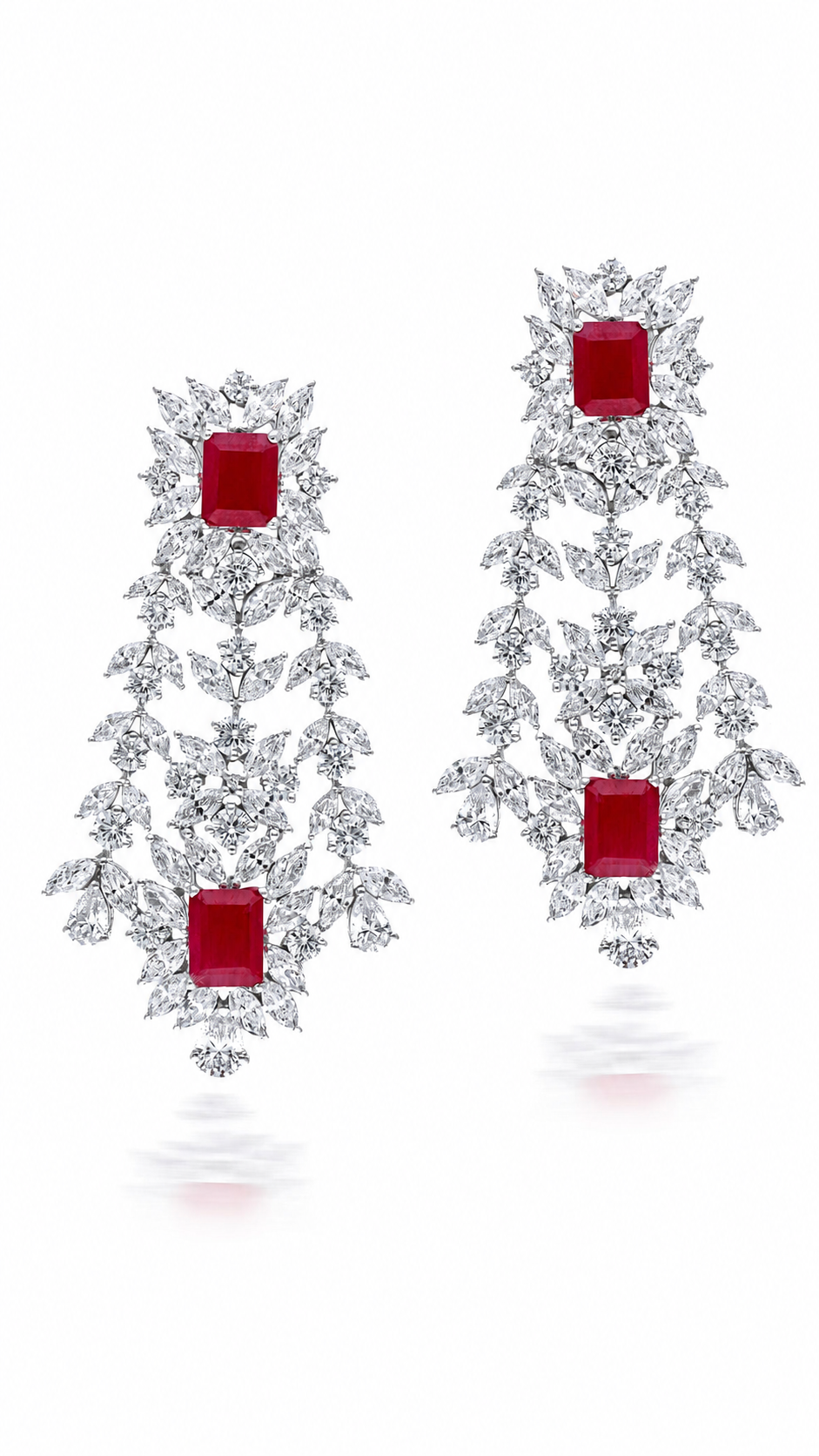 Royal Ruby Diamond Chandelier Earrings