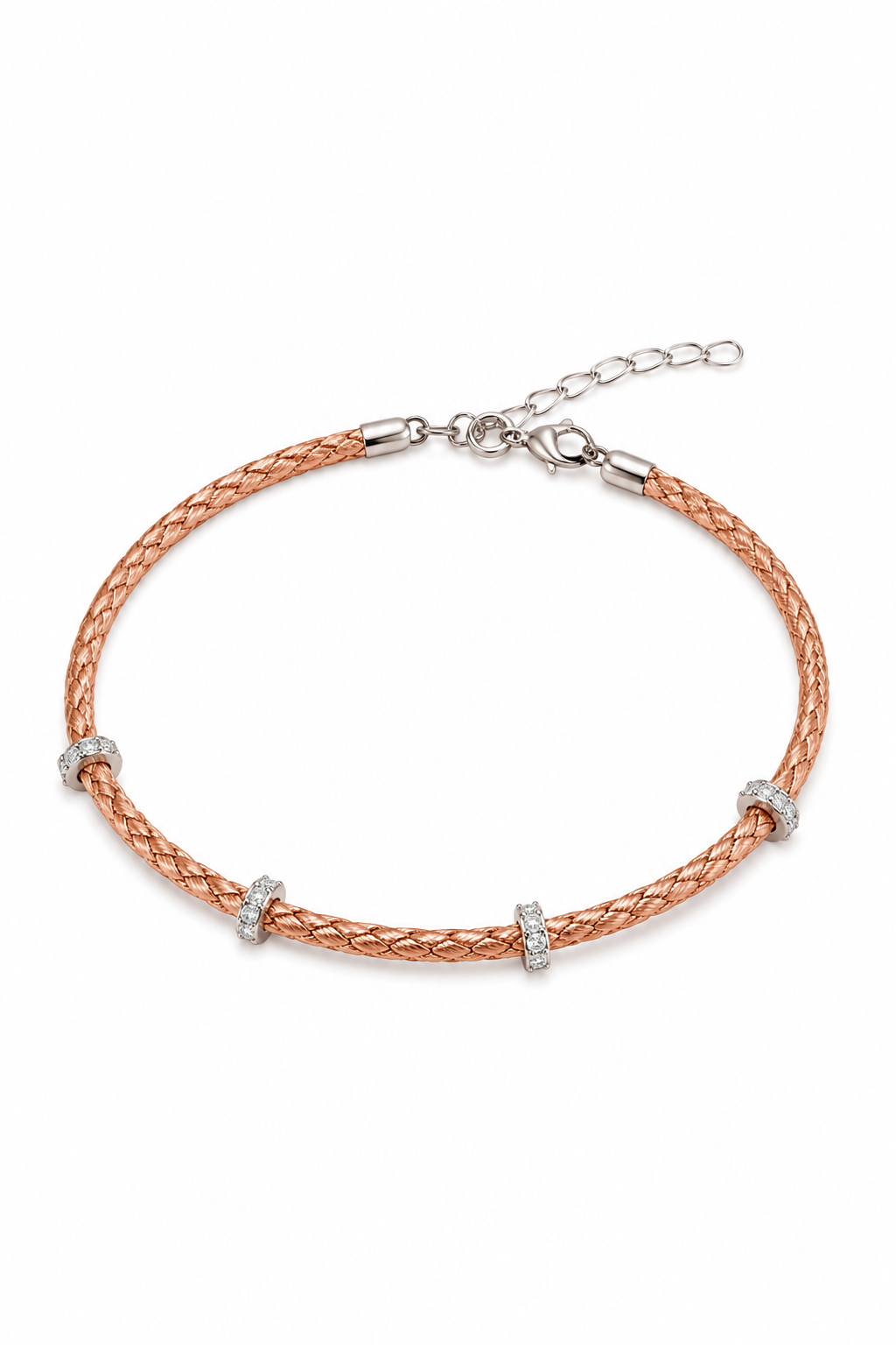 Rose Gold Braided Charm Bracelet