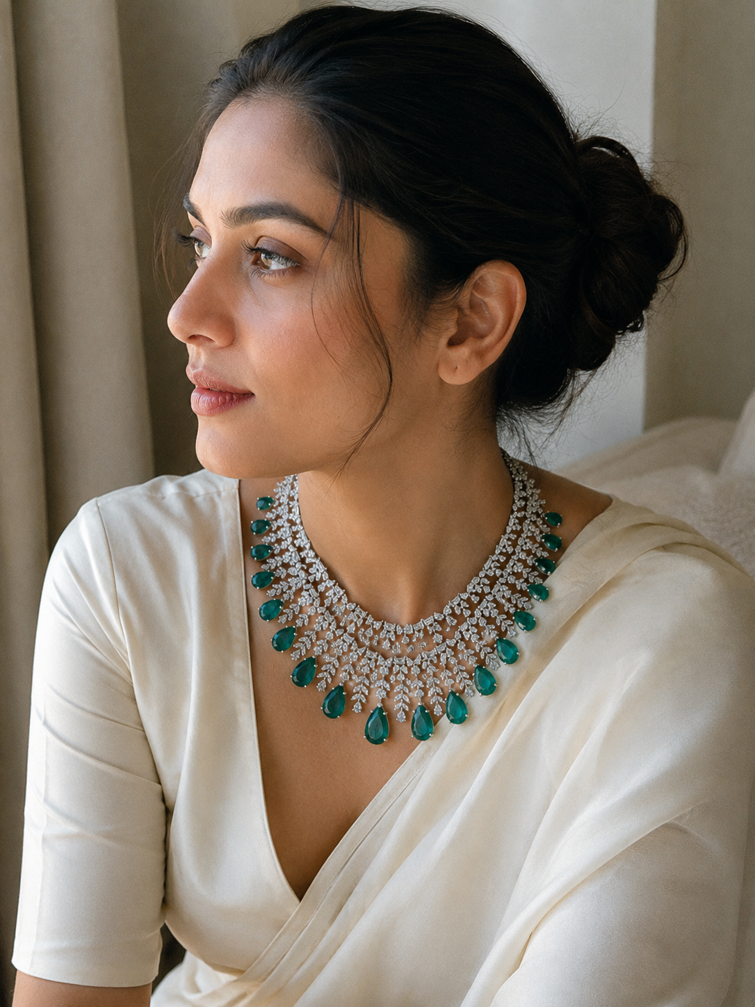 Royal Emerald Waterfall Diamond Necklace