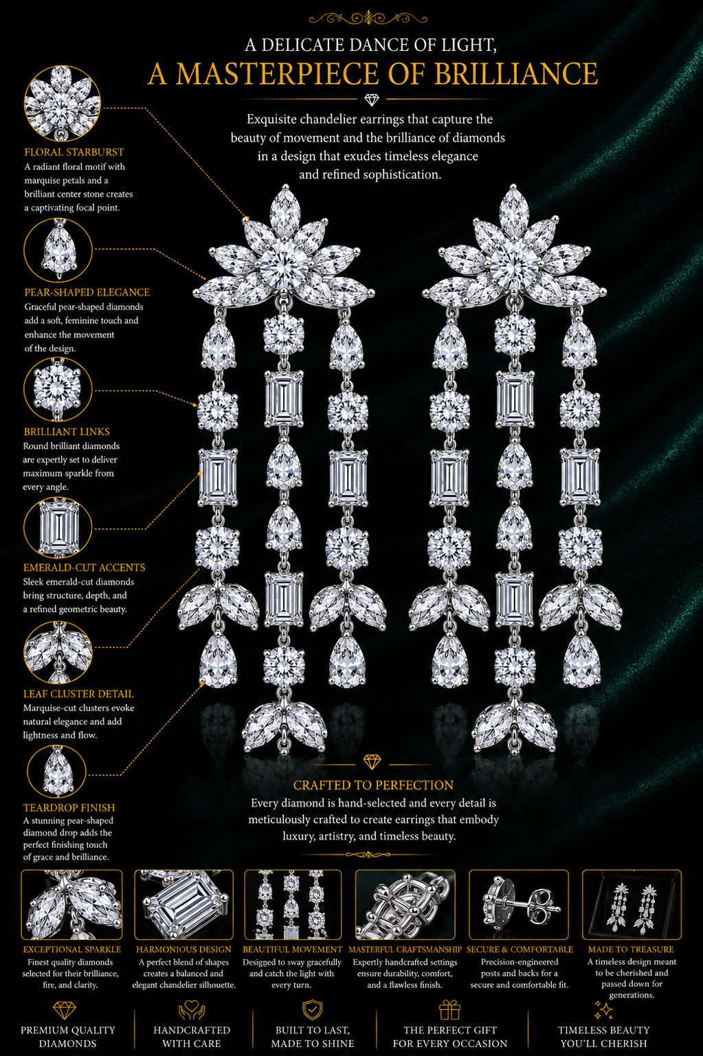 Diamond Waterfall Fringe Necklace Set