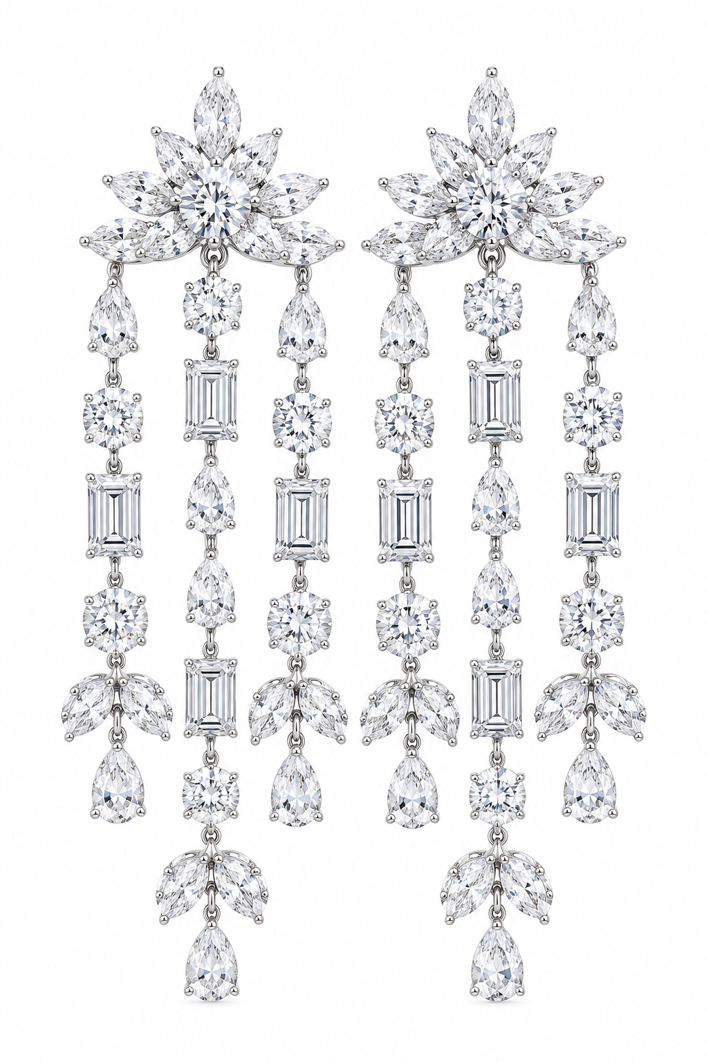 Diamond Waterfall Fringe Necklace Set