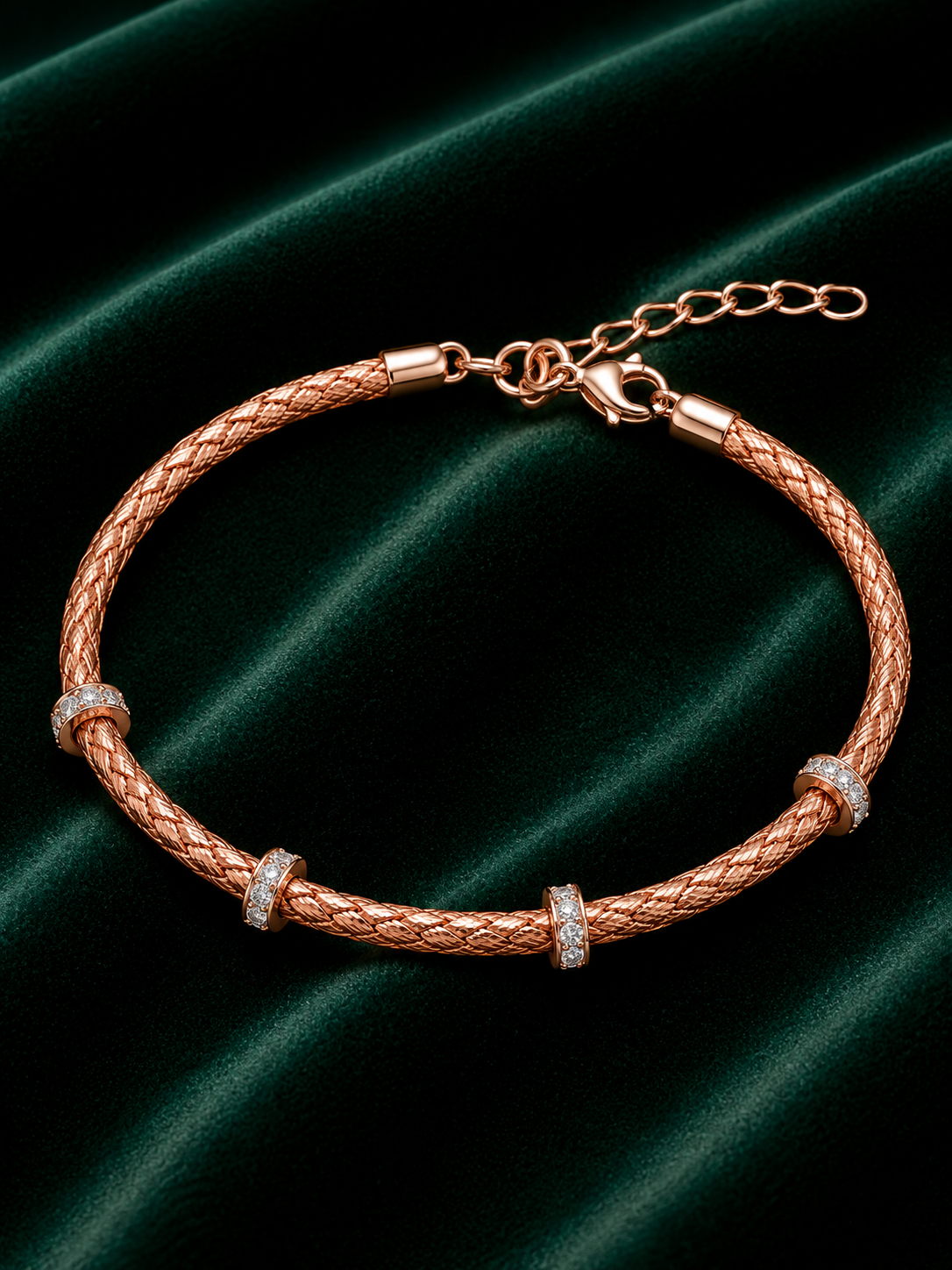 Rose Gold Braided Charm Bracelet