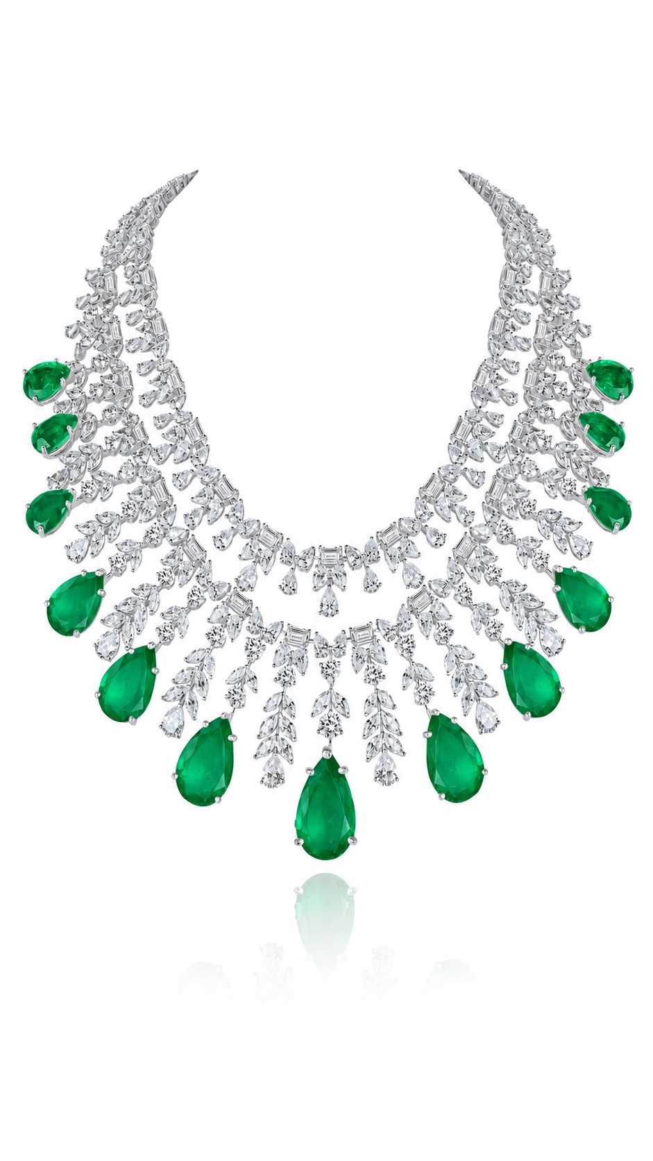 Royal Emerald Waterfall Diamond Necklace