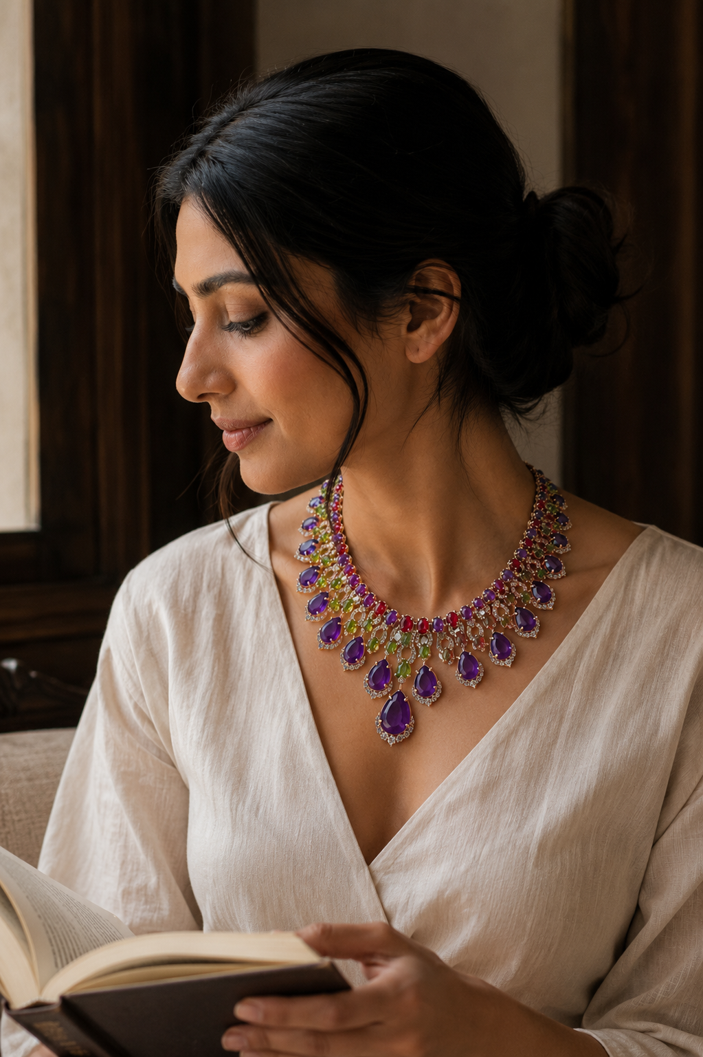 Imperial Orchid Multicolor Statement Necklace