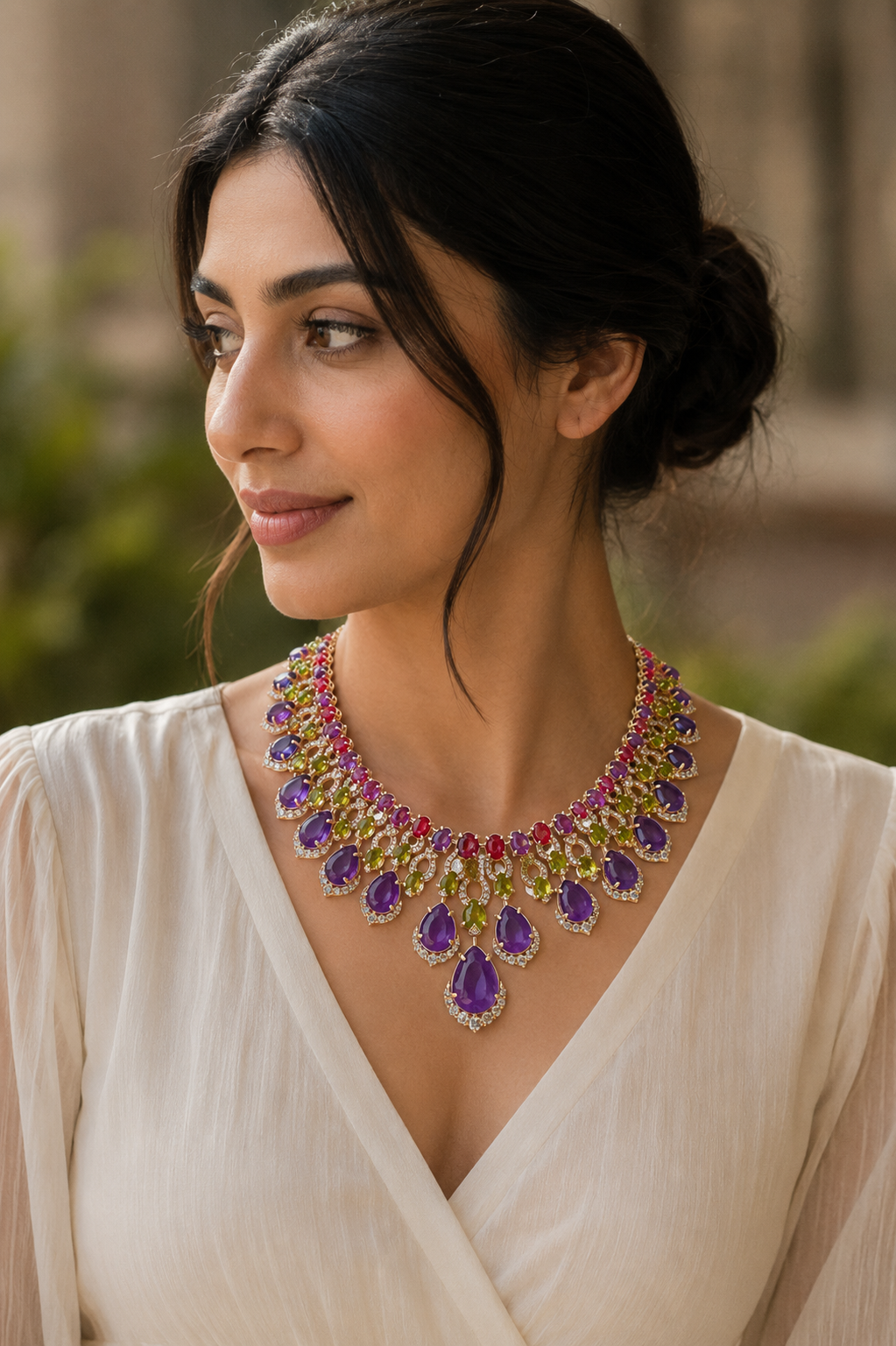 Imperial Orchid Multicolor Statement Necklace