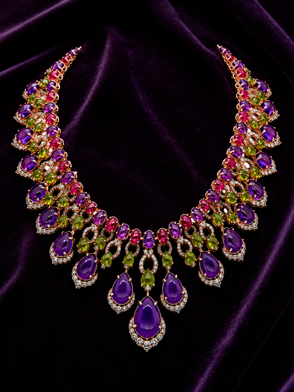 Imperial Orchid Multicolor Statement Necklace