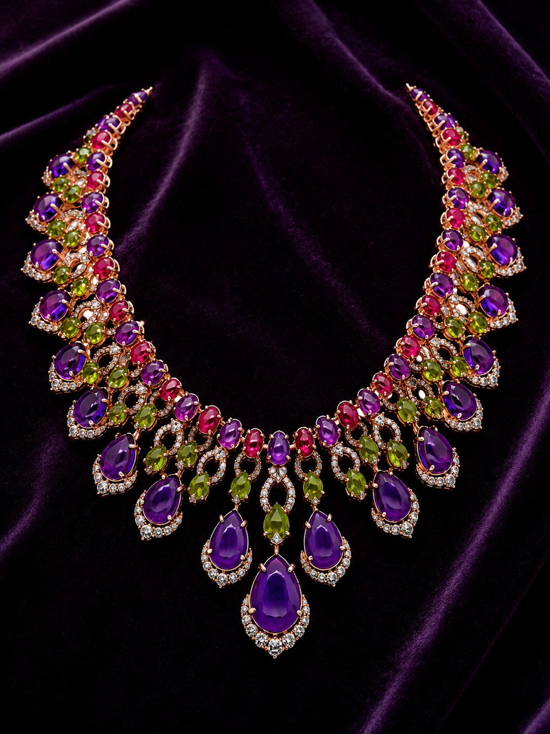 Imperial Orchid Multicolor Statement Necklace