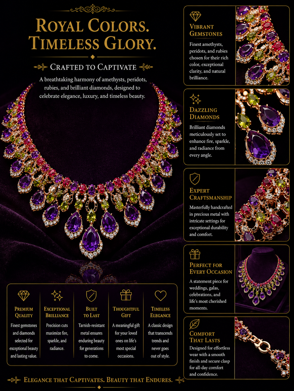 Imperial Orchid Multicolor Statement Necklace