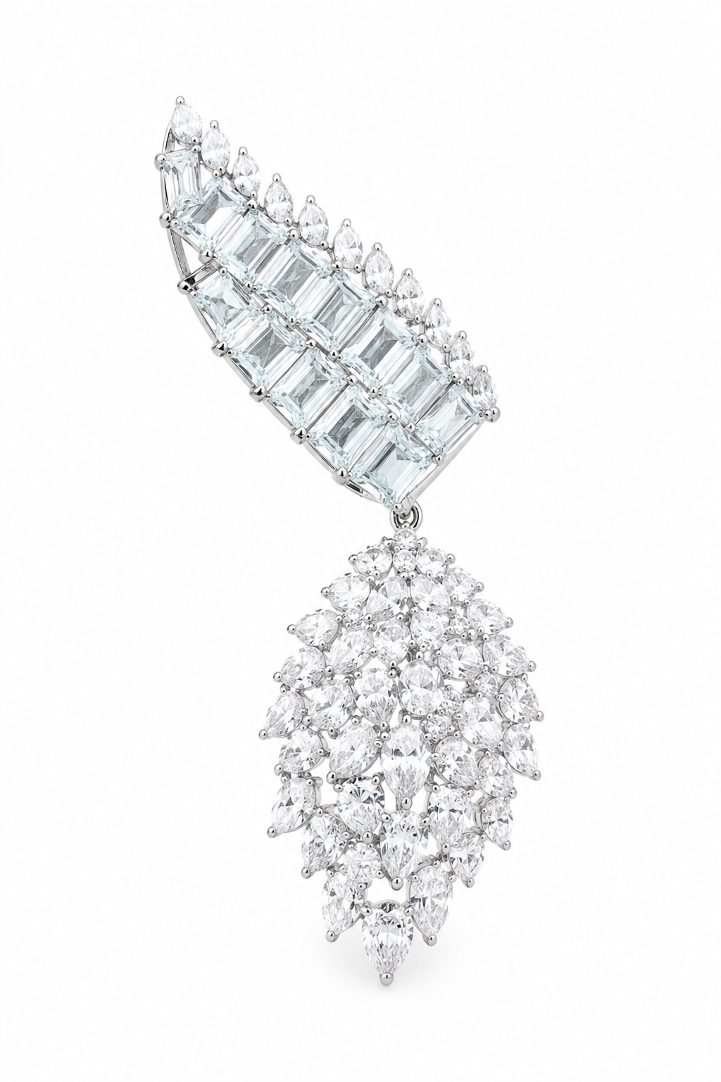 Ice Blue Crystal Leaf Collar Necklace Set