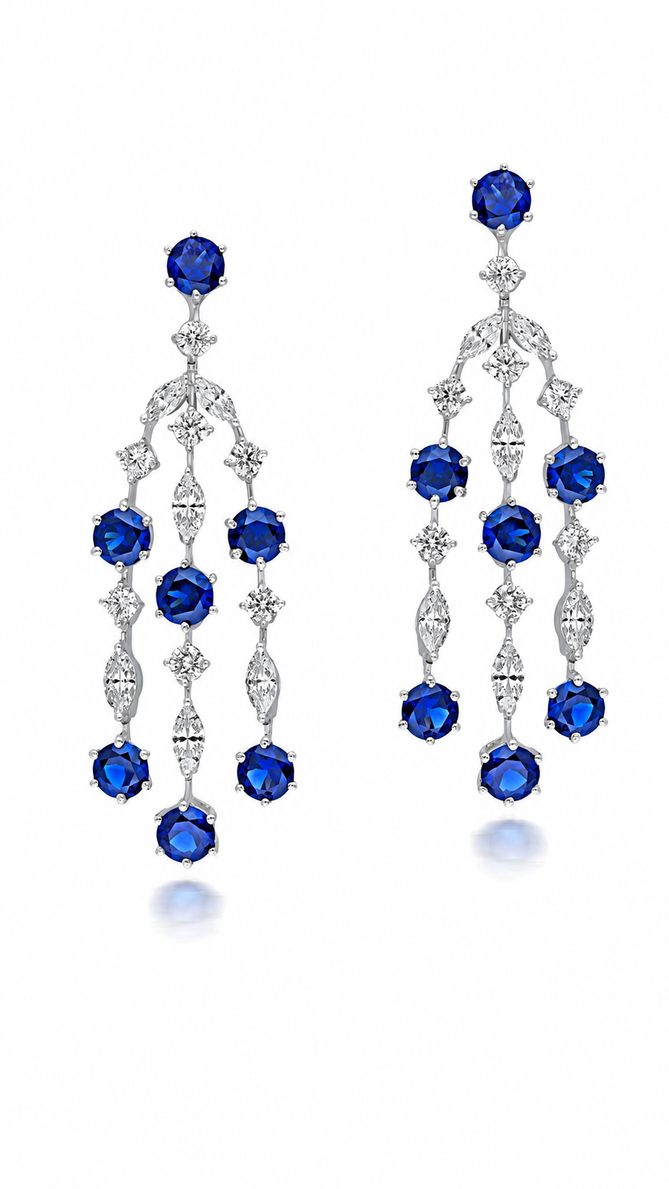 Royal Sapphire Cascade Chandelier Earrings