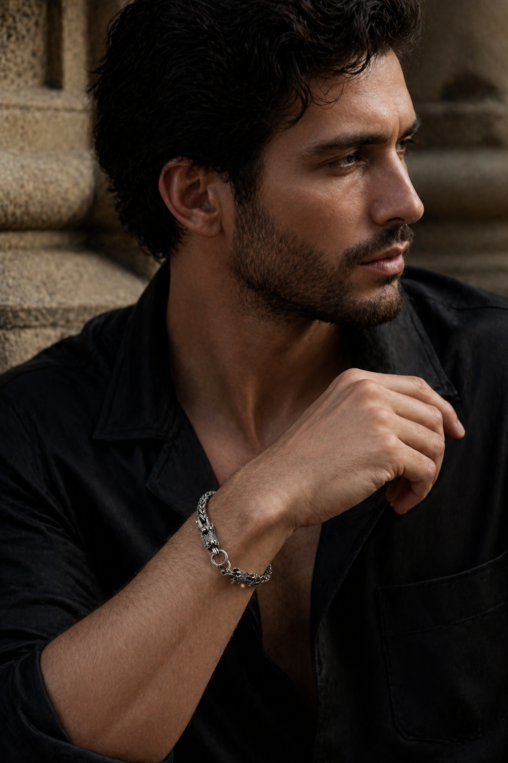 Dragon Head Silver Bracelet – Bold Heritage Statement