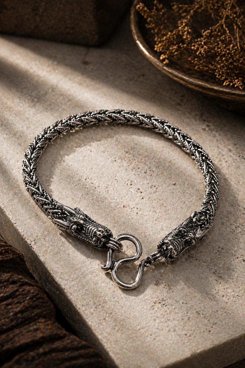 Dragon Head Silver Bracelet – Bold Heritage Statement