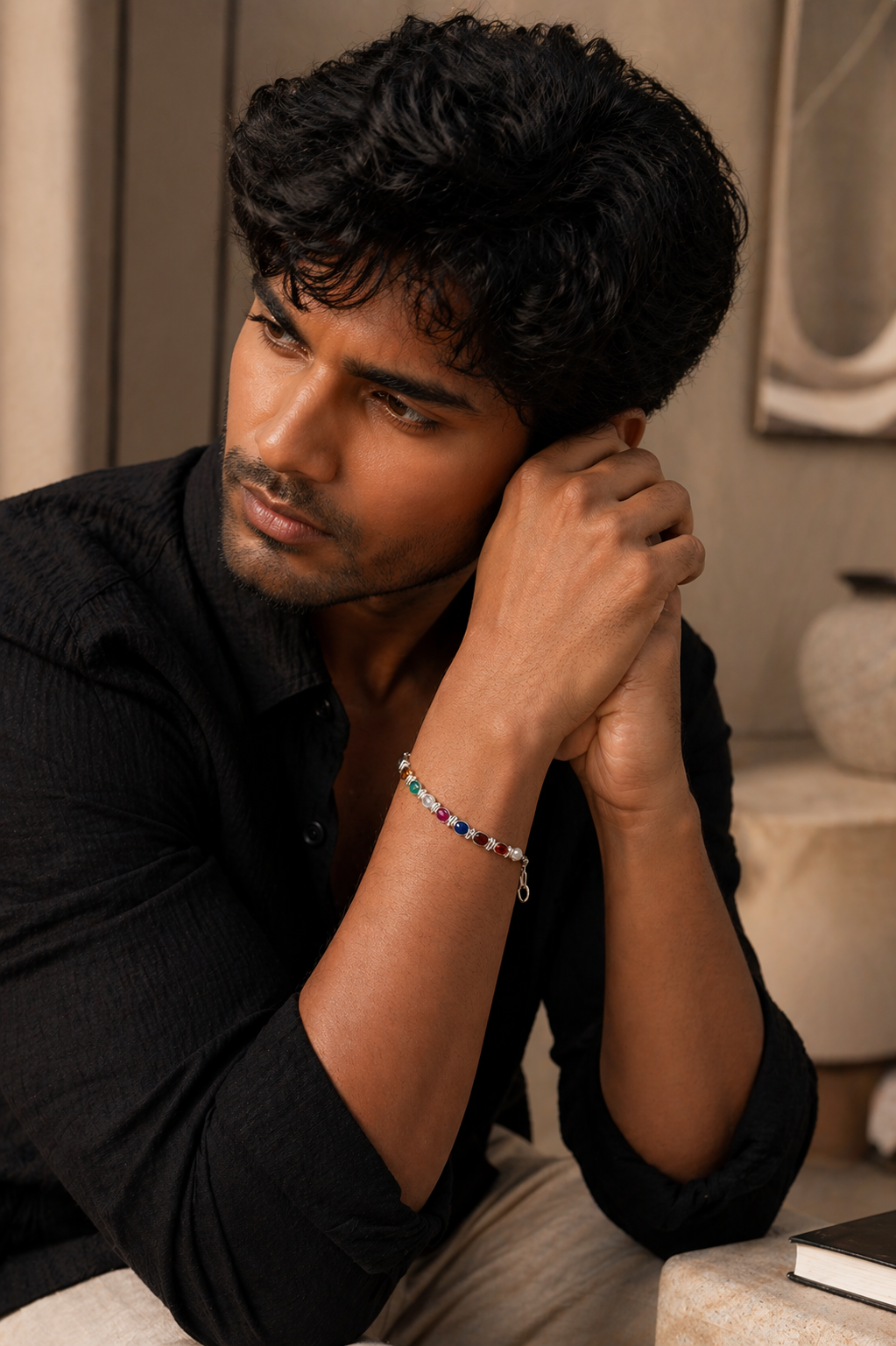 Multi-Stone Silver Bracelet with Vibrant Gem Accents