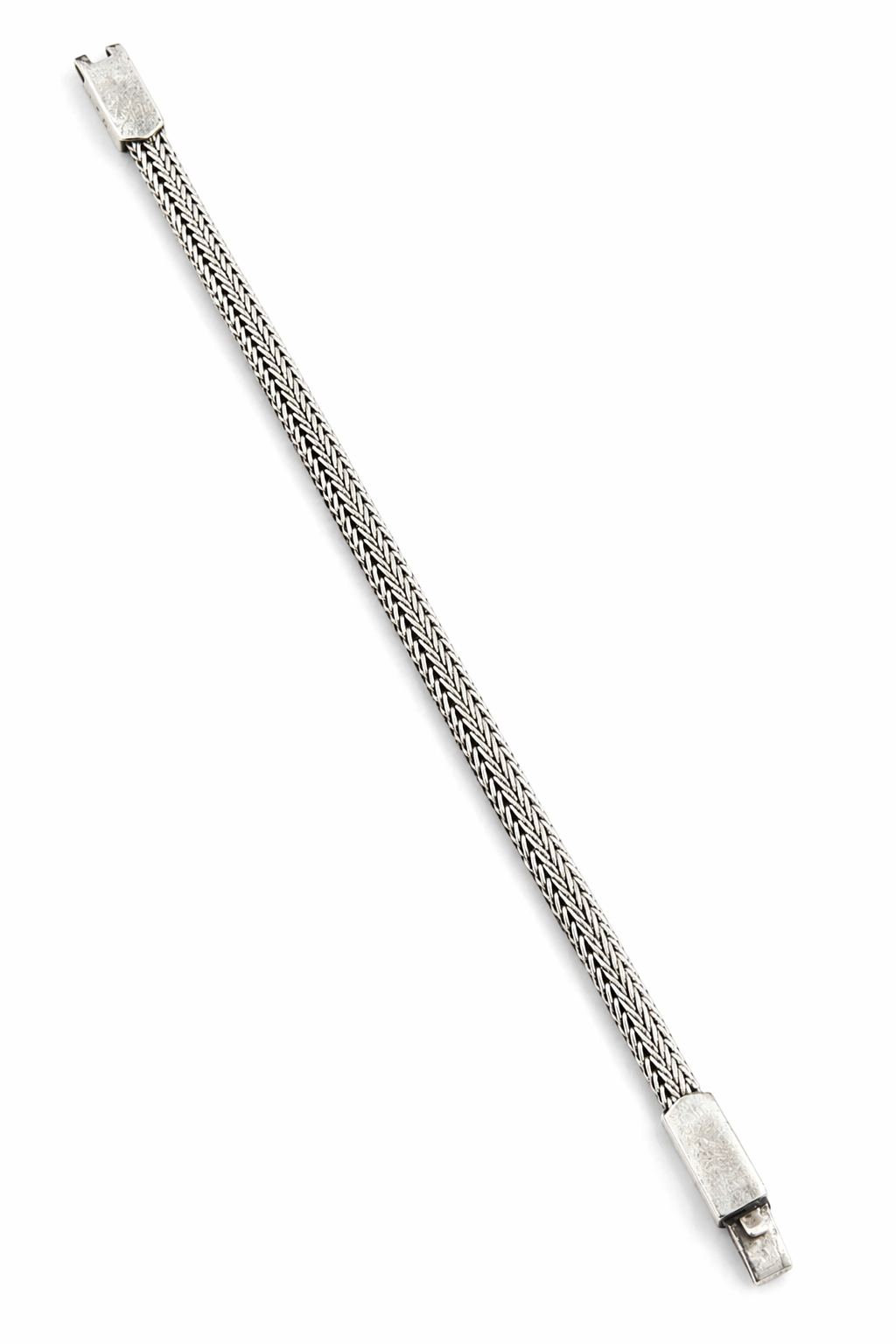 Minimal Braided Sterling Silver Bracelet with Clean Bar Clasp