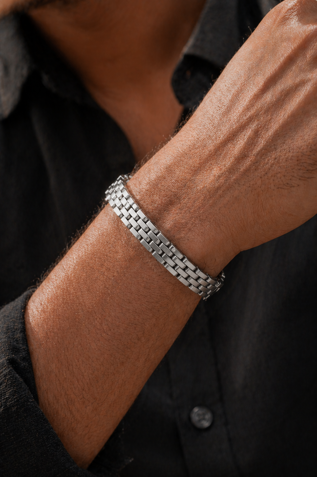 Classic Box-Link Silver Bracelet with Seamless Lock