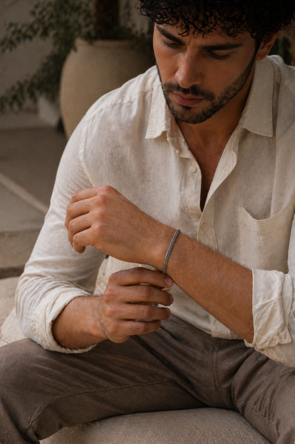 Slim Textured Silver Bracelet – Clean Everyday Edge