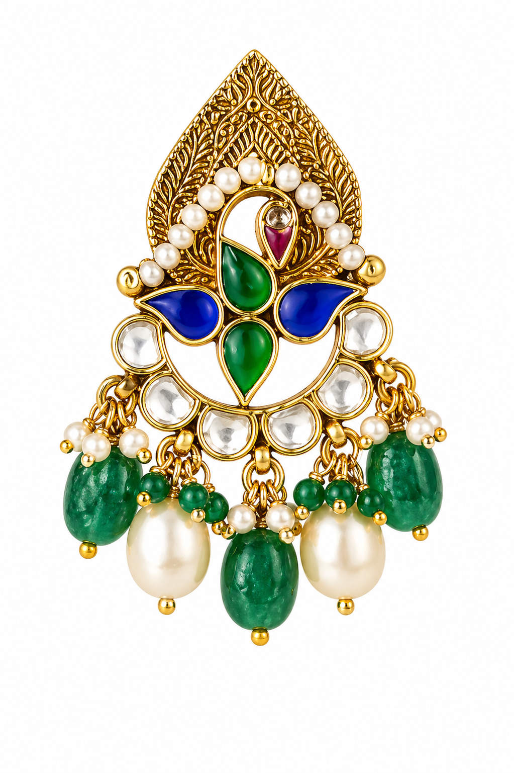 Royal Kundan Jadau Bridal Choker Set with Emerald & Pearl Detailing