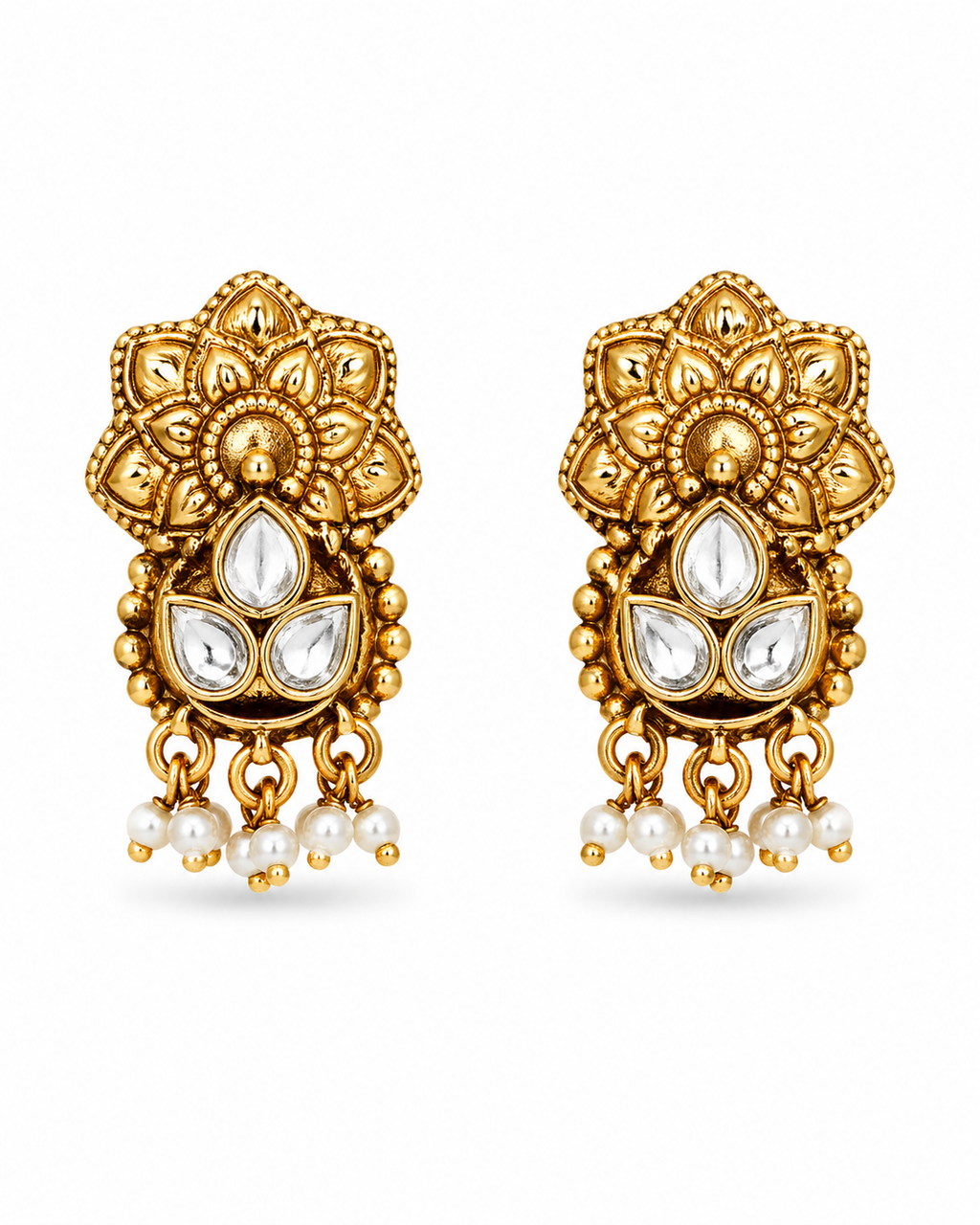 Royal Kundan Polki Choker Set with Green Stones & Pearls