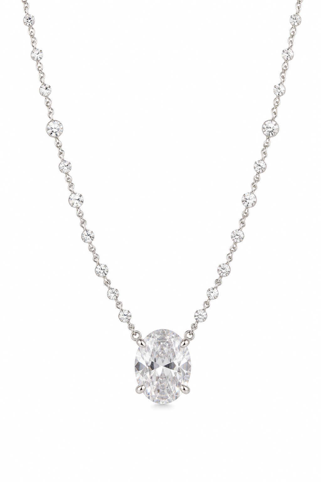 Elegant Solitaire Pendant Necklace Set with Crystal Drop Earrings