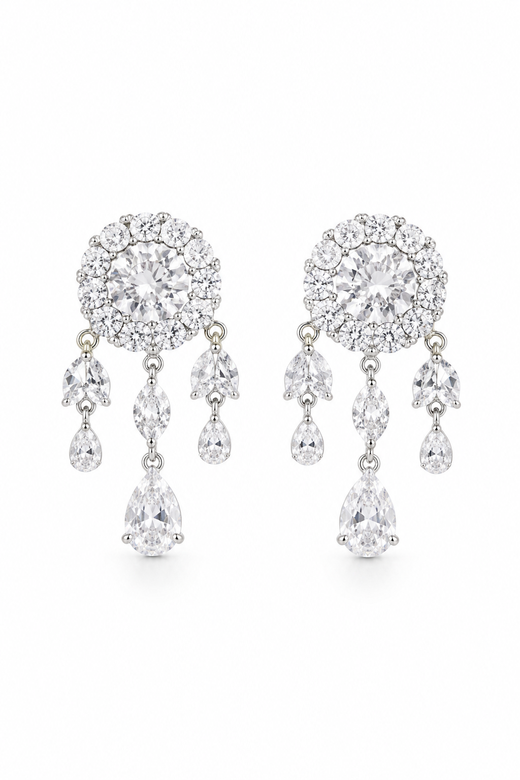 Elegant Solitaire Pendant Necklace Set with Crystal Drop Earrings