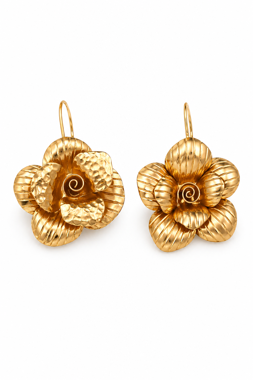 Traditional Gold Tone Necklace Set with Blue Dori & Floral Statement Earrings