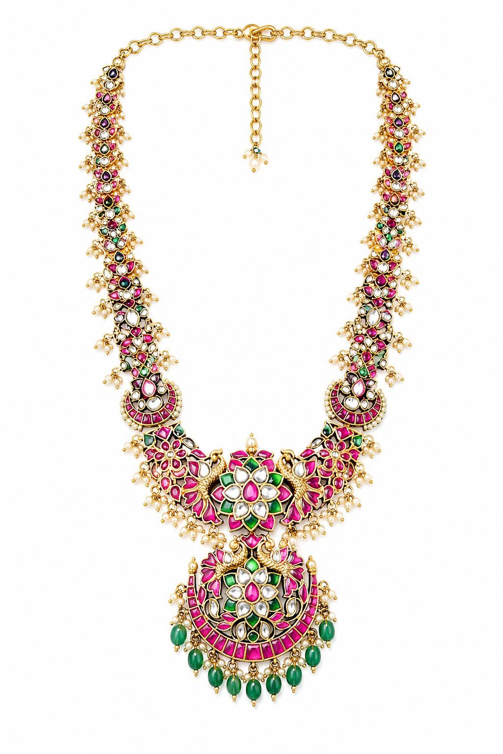 Mahalakshmi Peacock Chandbali Set – Royal Temple Haaram & Earring Set