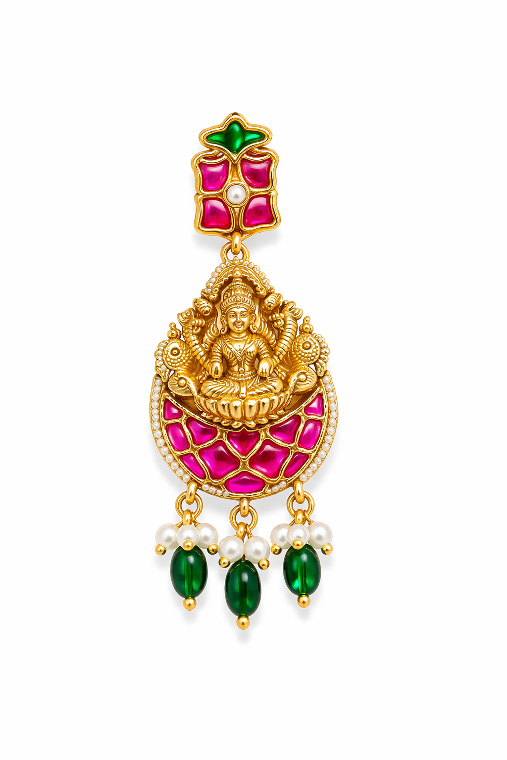 Mahalakshmi Peacock Chandbali Set – Royal Temple Haaram & Earring Set