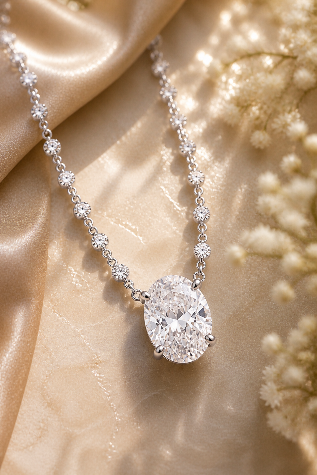 Elegant Solitaire Pendant Necklace Set with Crystal Drop Earrings