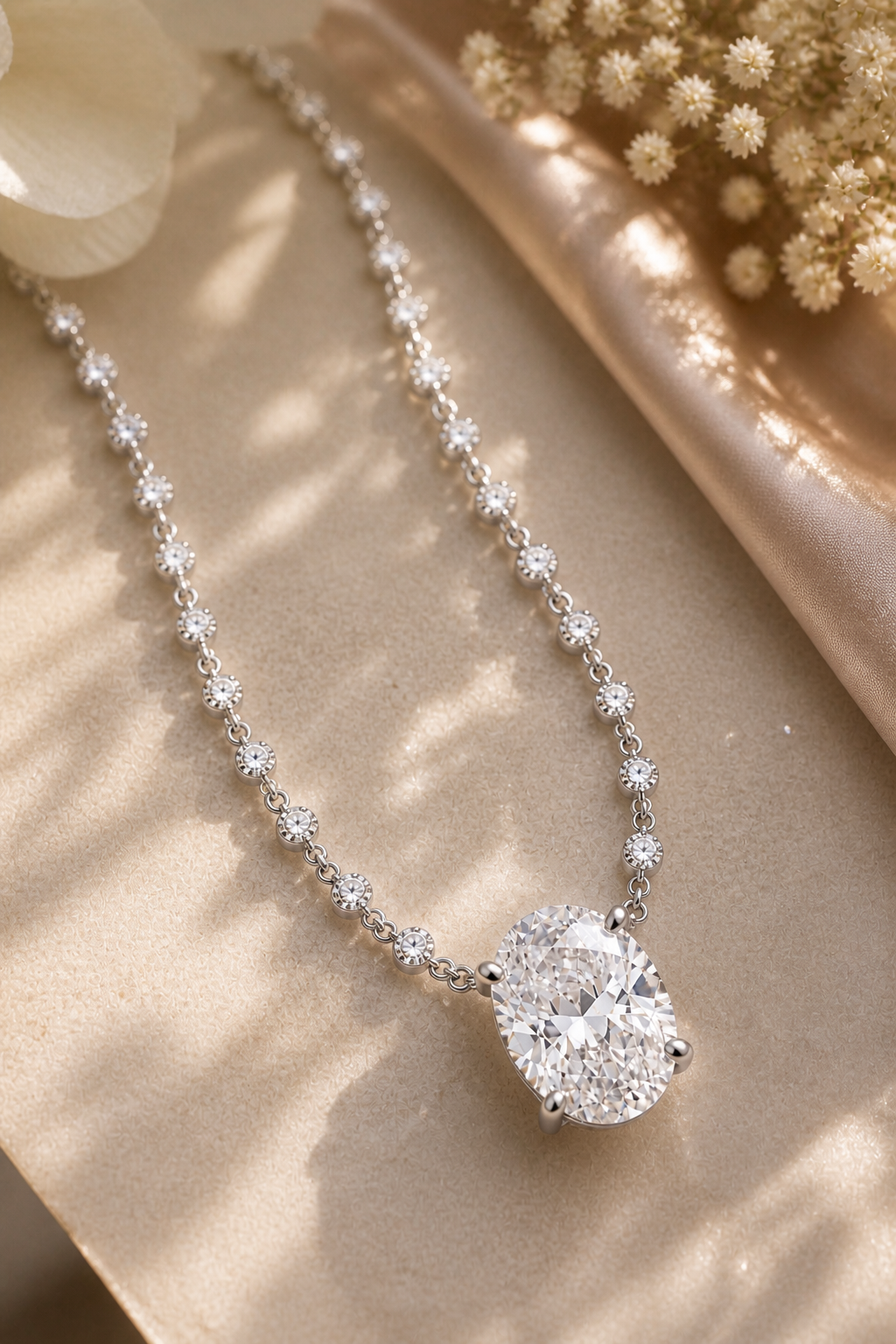 Elegant Solitaire Pendant Necklace Set with Crystal Drop Earrings