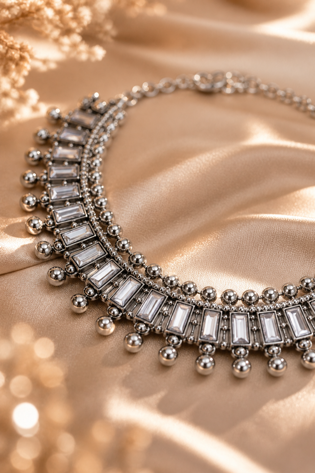 Minimal Gold Hoop Earrings & Crystal Choker Necklace Set – Modern Elegant Jewelry