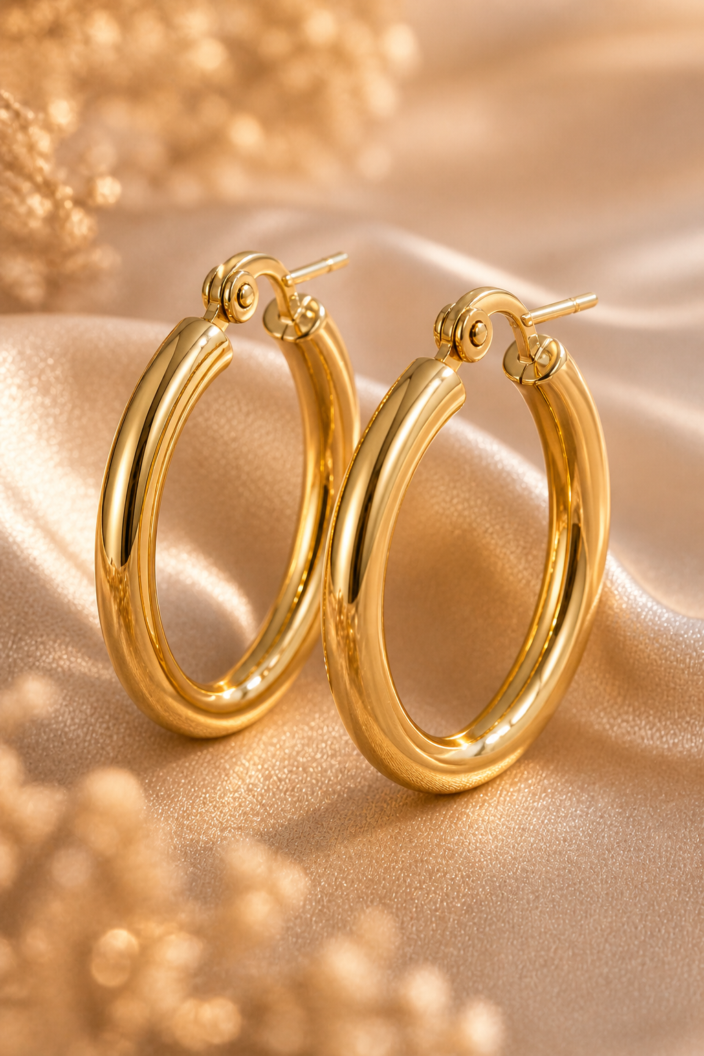 Minimal Gold Hoop Earrings & Crystal Choker Necklace Set – Modern Elegant Jewelry