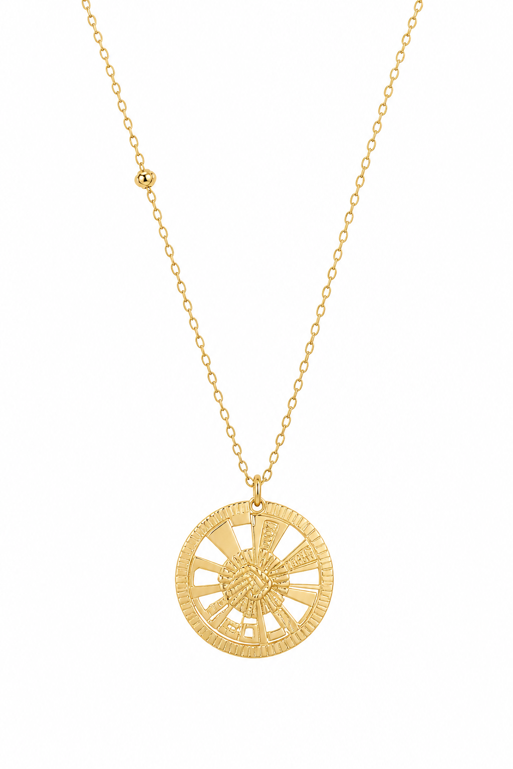 Celestial Wheel Medallion Gold Pendant Necklace
