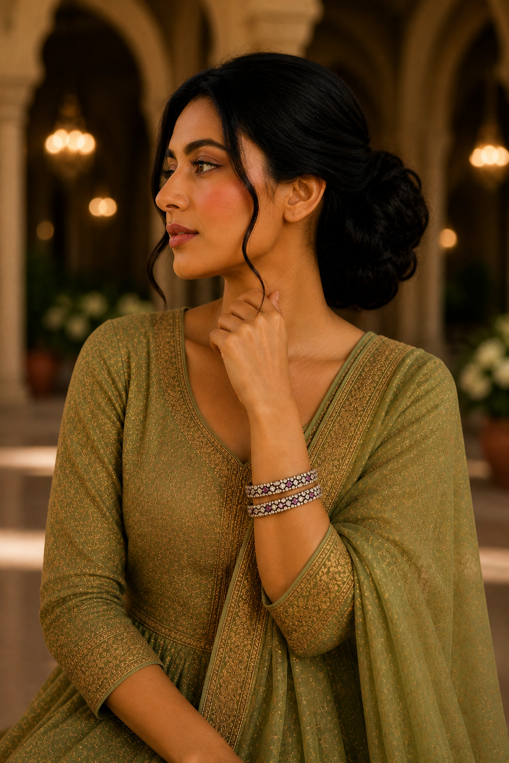 Shehnai Oxidised Silver Bangle Set – Victorian Polki & Ruby Stone Kada Pair