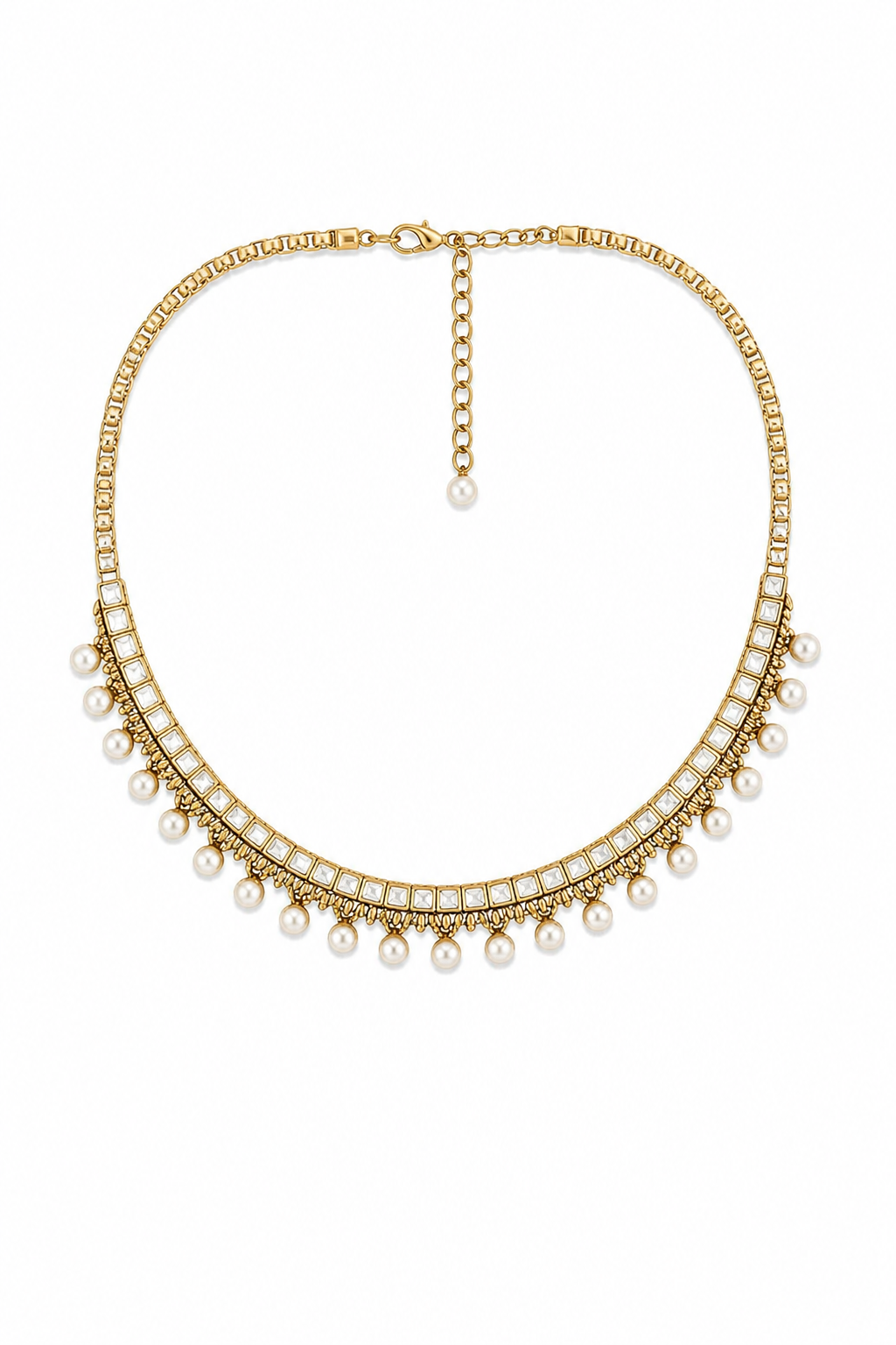 Layered Kundan Pendant Necklace Set with Bead Accents