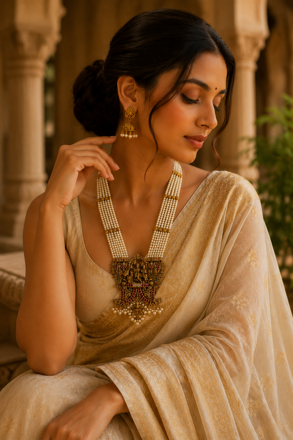 Temple Pearl Heritage Necklace Set